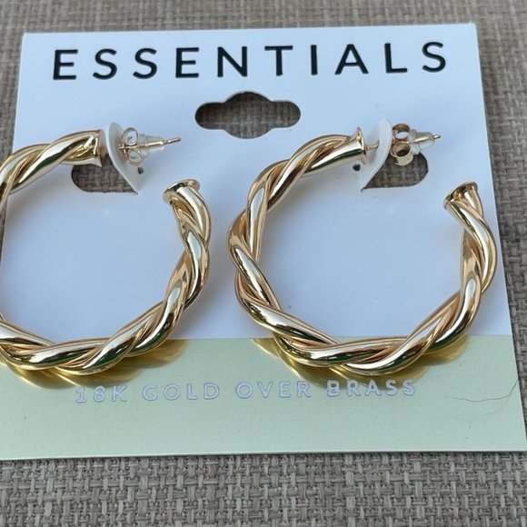 Essentials Jewelry - Essentials Women Earrings 18K Plated Gold Tone Ear Jewelry Hoop Earrings $50